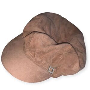 Faux Suede Rhinestone Buckle Cap